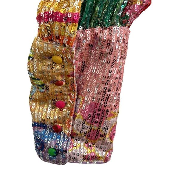 Celia B Fuji Tie Front Sequined Crop Top Multicolor Women’s Size Small - Picture 8 of 16